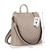 Rucsac tip geanta de dama din piele naturala DiAmanti Otello Rose Taupe